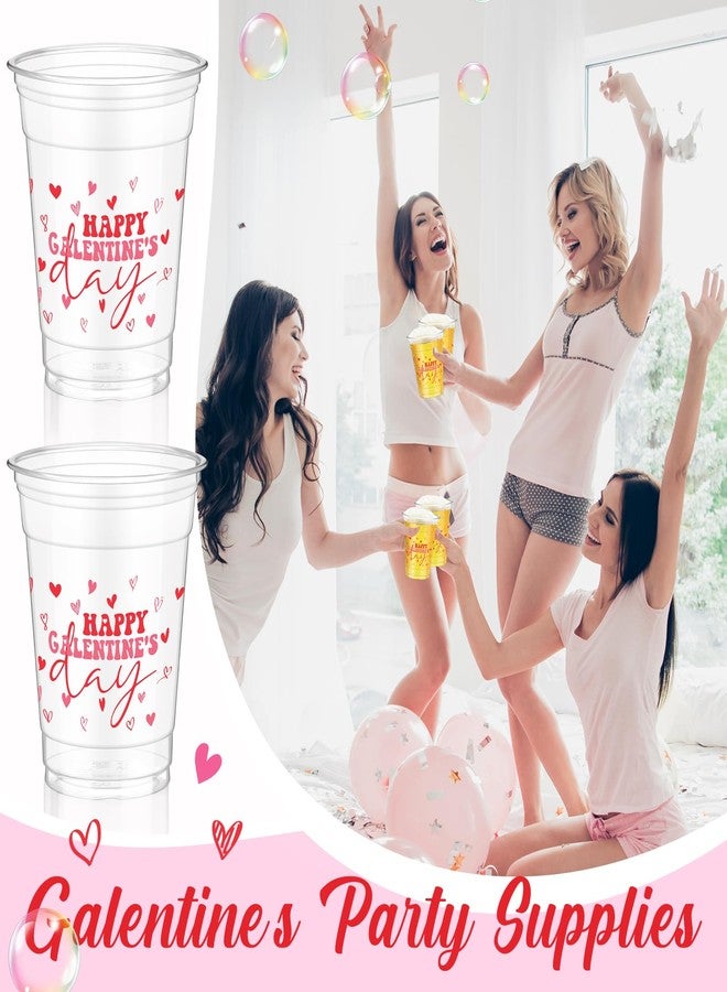 Mimorou 50 Pcs Galentine's Party Plastic Cup 12 oz Pink Heart Happy Galentine's Day Be My Galentine Thick Clear Cup Table Decorations Party Favor - Image 5