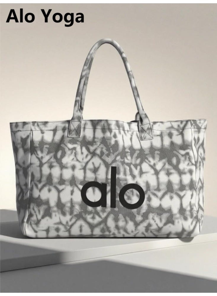 Alo Yoga Canvas Tote Bag w/ Tags,Single-shoulder Canvas Bag for both Men and Women, Large-capacity Shopping bag, Sports and Fitness Bag - Gray - Image 2