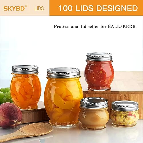 SKYBD 100-Count, WIDE Mouth Canning Lids for Ball, Kerr Jars - Split-Type Metal Mason Jar Lids for Canning - Food Grade Material, 100% Fit & Airtight for Wide Mouth Jars (86mm) - Image 2