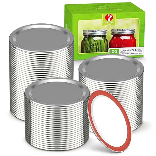 SKYBD 100-Count, WIDE Mouth Canning Lids for Ball, Kerr Jars - Split-Type Metal Mason Jar Lids for Canning - Food Grade Material, 100% Fit & Airtight for Wide Mouth Jars (86mm) - Image 1