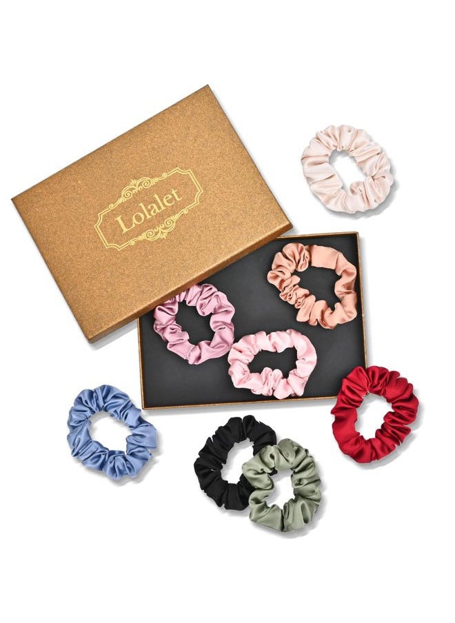 Lolalet - Hair Scrunchies Satin Scrunchies for Women, Soft Hair Ties Scrunchy Cute Ponytail Holder Hair Accessories with Elastic Hair Bands for Girls Thick Thin Curly Hair -8 Pack, Style C - Image 1
