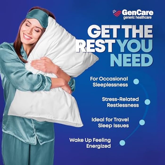 GenCare Maximum Strength Nighttime Sleep Aid Supplement for Adults Deep Sleep Pills with Diphenhydramine HCl 50mg to Fall Asleep Faster- Strong Non-Habit Forming PM Sleeping Relief [96 Softgels] - Image 5