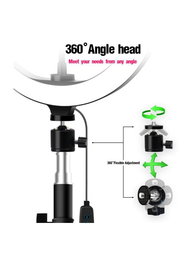 إسكدنيا مصباح حلقي بإضاءة LED قابل للتعتيم مزوّد بحامل ثلاثي القوائم أسود/ أبيض/ أصفر - Image 4