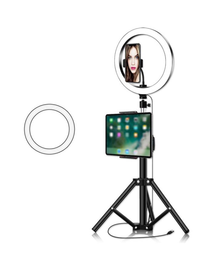 إسكدنيا مصباح حلقي بإضاءة LED قابل للتعتيم مزوّد بحامل ثلاثي القوائم أسود/ أبيض/ أصفر - Image 2