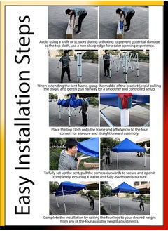 DBLEW 3x3 Meter Steel Frame Ground Tent for Outdoor Events Parties Markets Exhibitions Beach Picnics Camping Catering Advertising Gardens Pavilion Gazebo Stand Waterproof UV Protected Canopy Shelter Shade  - Image 4