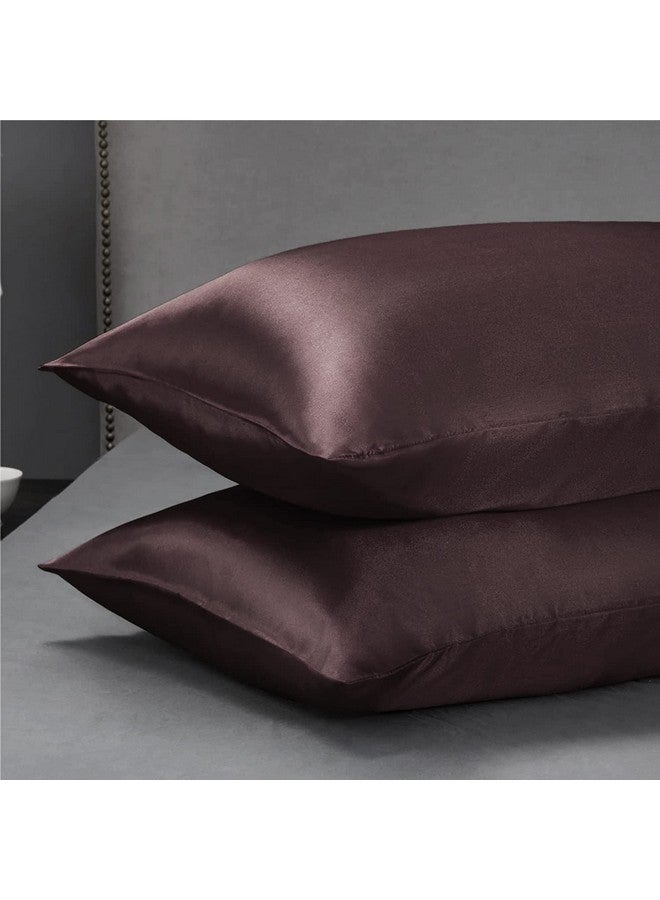 GO WELL Satin Silk Solid Pillow Covers 400 Tc Pack Of 2 For Hair And Skin-With Satin Scrunchies For Women Stylish|Satin Pillow Coves For Hair And Skin|Scrunchies For Women 3-Piece|Pillow Case(Brown) - Image 3