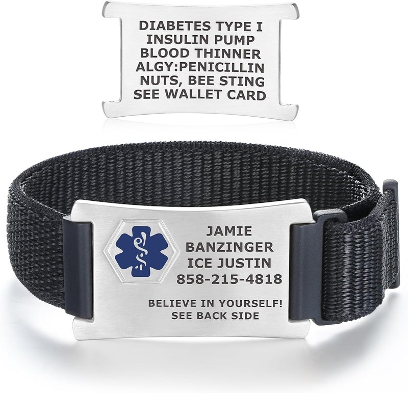 Divoti Custom Engraved Medical Alert ID Bracelet – Dual-Sided Wristband, Stainless Steel – Durable & Rust Free – Adjustable & Trim-to-Fit – Emergency Medical Info Band for Men & Women - Image 1