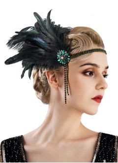 1920s Headpiece Flapper Headband Rhinestone Pearl Feather Hair Band Great Gatsby Headpiece Accessoreis for Women