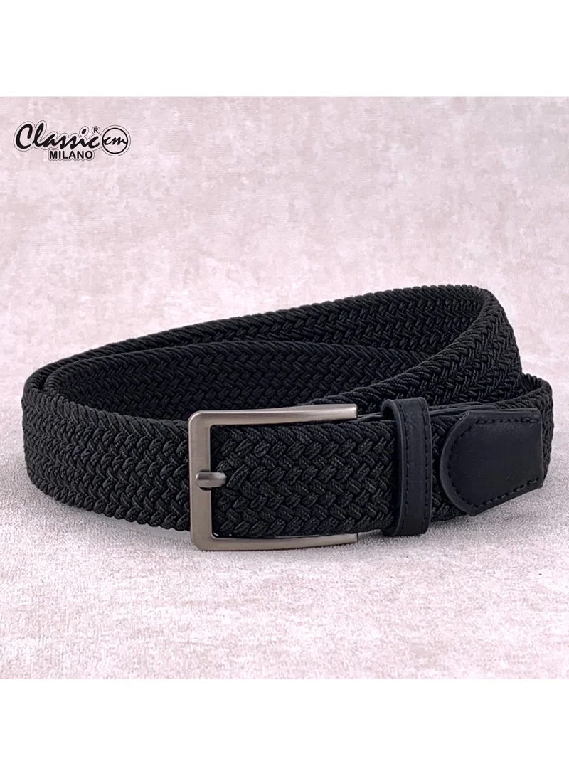 Classic Milano Braided Cotton Elastic Stretch Belt for Men & Women, Woven Canvas Web Belt with Gift Box, Adjustable Men's Belt | Full Length: 110CM (Free Size - Fits up to the waist of 40 Inches / 100 CM)