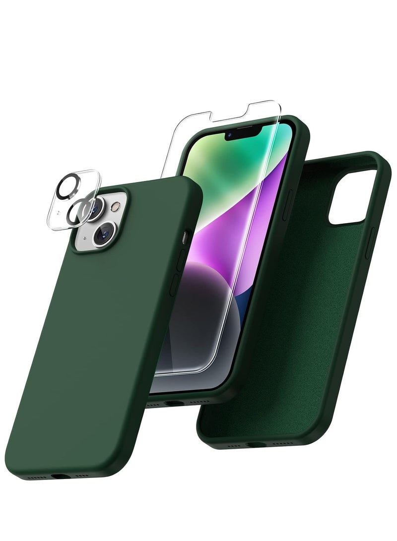 ELTRAZONE iPhone 14 Plus Case, [5 in 1 with 2 Pack Screen Protector + 2 Pack Camera Lens Protector, Liquid Silicone [Full Body] Protection Shockproof [Drop Protection] 6.7 Inch (Alpine Green) - Image 1