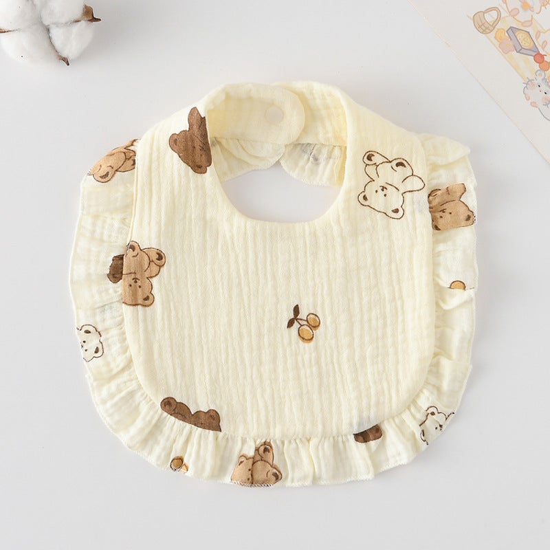 New Baby Saliva Towel Ruffled Children Baby Cotton Gauze Lace Bib Bib Saliva Pocket - Image 1