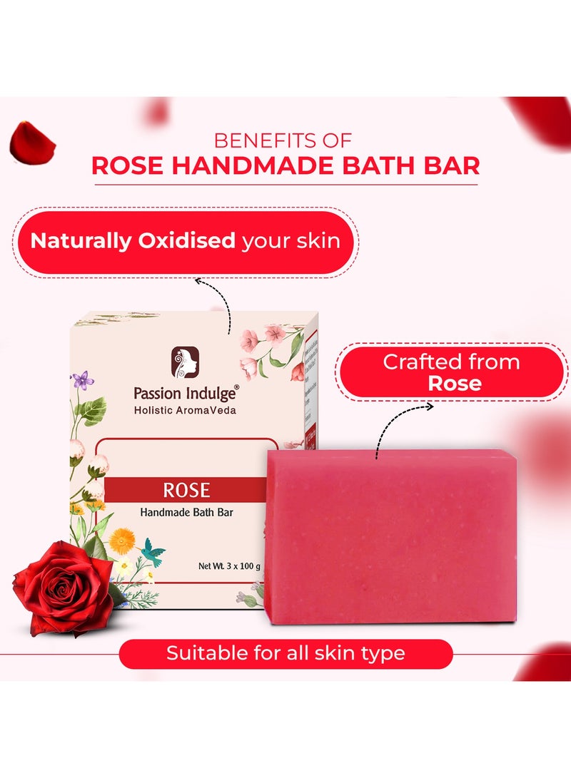 Passion Indulge Rose Handmade Bath Bar – Natural Essential Oil Bath Bars for Nourishing & Radiant Skin | Suitable for All Skin Types – Each 100g – Pack of 3 - Image 3