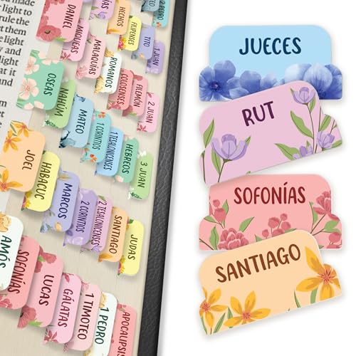 Only Zest Spanish Bible Tabs for Women, Men, Kids, Boys, 90 Large Print Bible Index Tabs for Study Bible, Laminated Easy-to-Read Label, Christian Gift for Church - Image 1