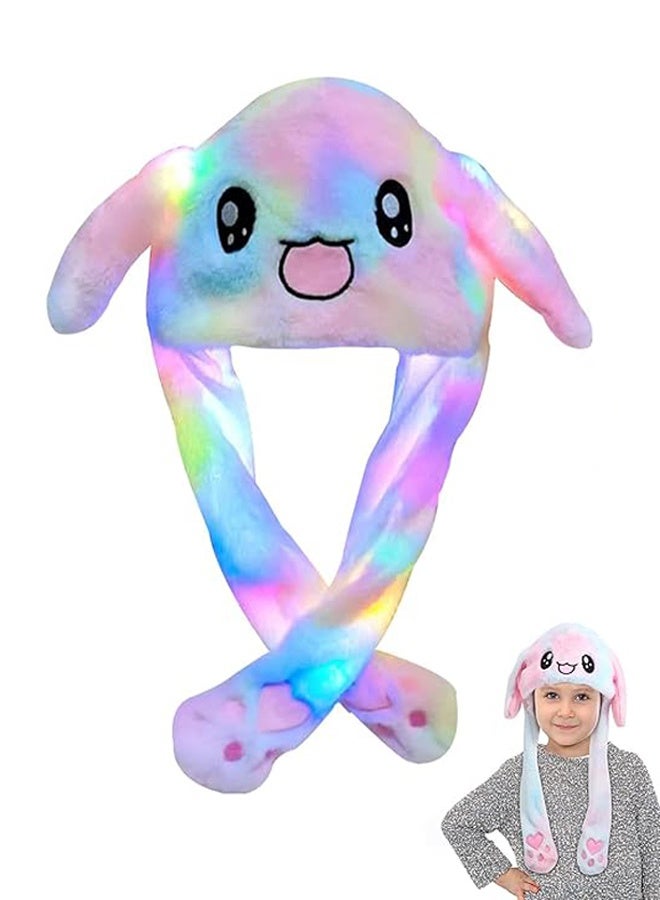 اتش واي قبعة أرنب محشوة LED متوهجة ومتحركة، قبعة أرنب مضحكة متوهجة وأذنين متحركتين للنساء والفتيات، قبعة لحفلات الكوسبلاي والعطلات - Image 1