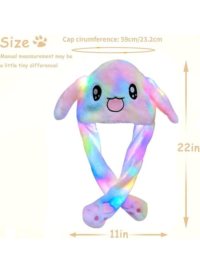 اتش واي قبعة أرنب محشوة LED متوهجة ومتحركة، قبعة أرنب مضحكة متوهجة وأذنين متحركتين للنساء والفتيات، قبعة لحفلات الكوسبلاي والعطلات - Image 2