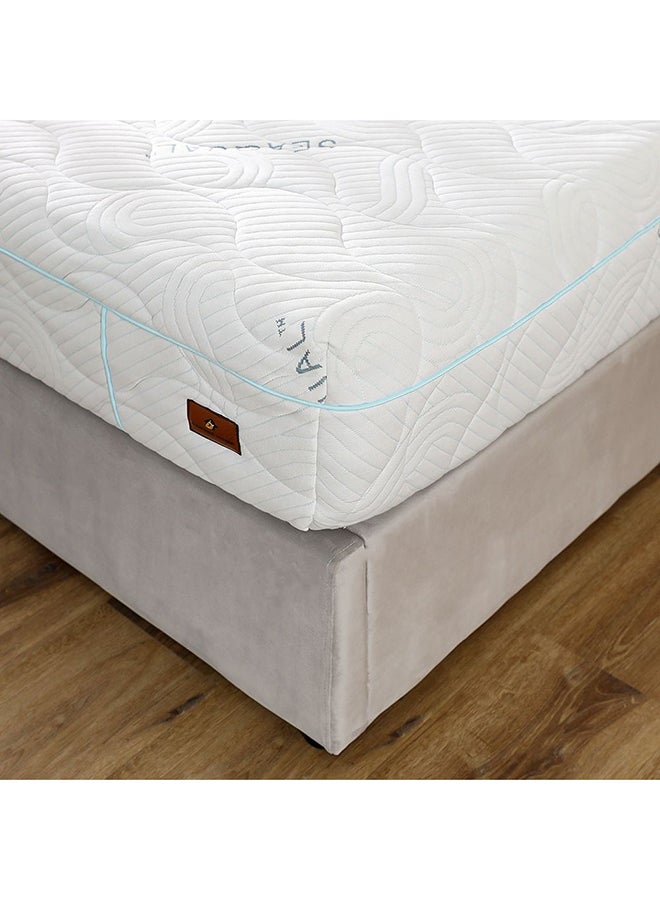 DANUBE HOME Seaqual Gel Memory Foam Mattress Medium Firm Feel Super King Mattress Spine Balance For Pressure Relief L 200 X W 200 X 25 cm Thickness White/Blue - Image 1