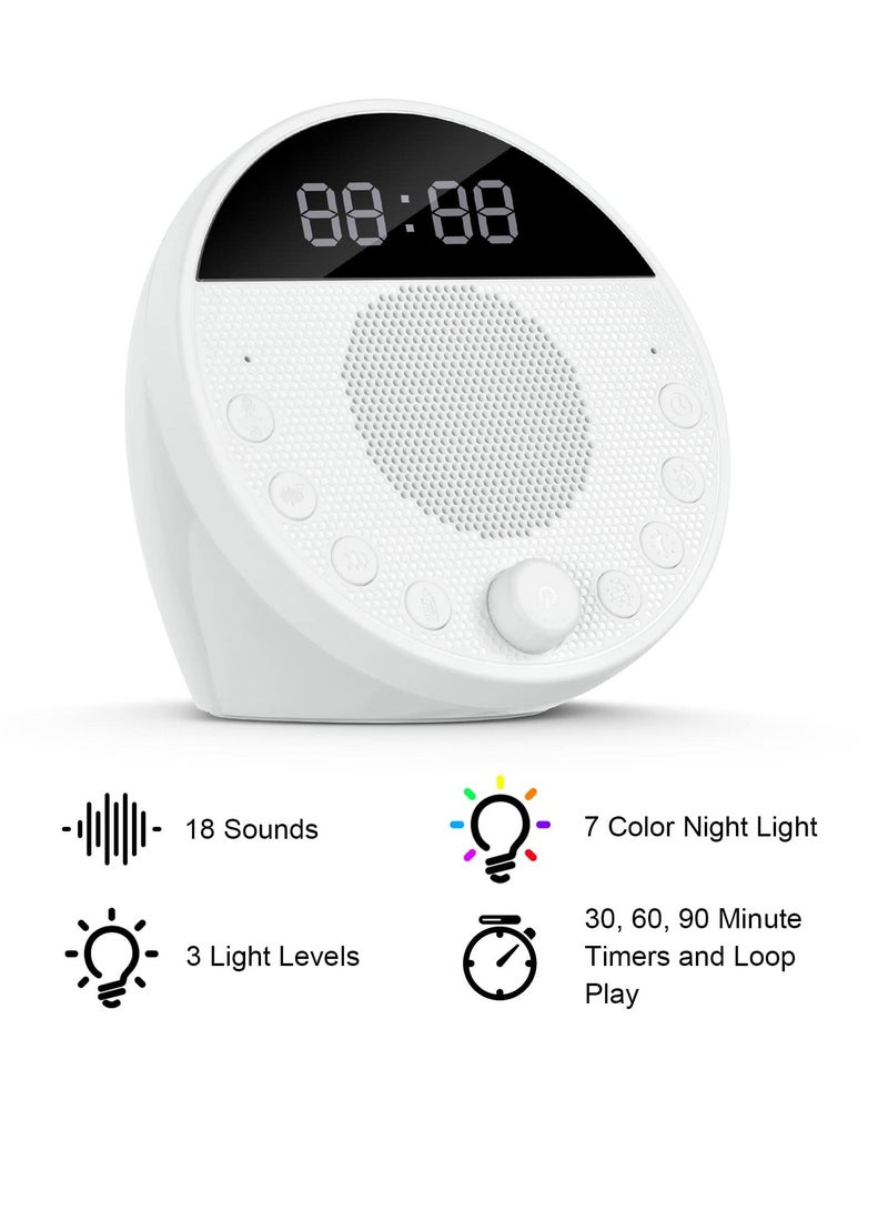 Sleep Sound White Noise Machine, Portable Sound Machine, Natural Sleep Aid for Adults, with 18 Soothing Sounds and 7 Colour Night Light, for Baby Kids Adults - Image 2