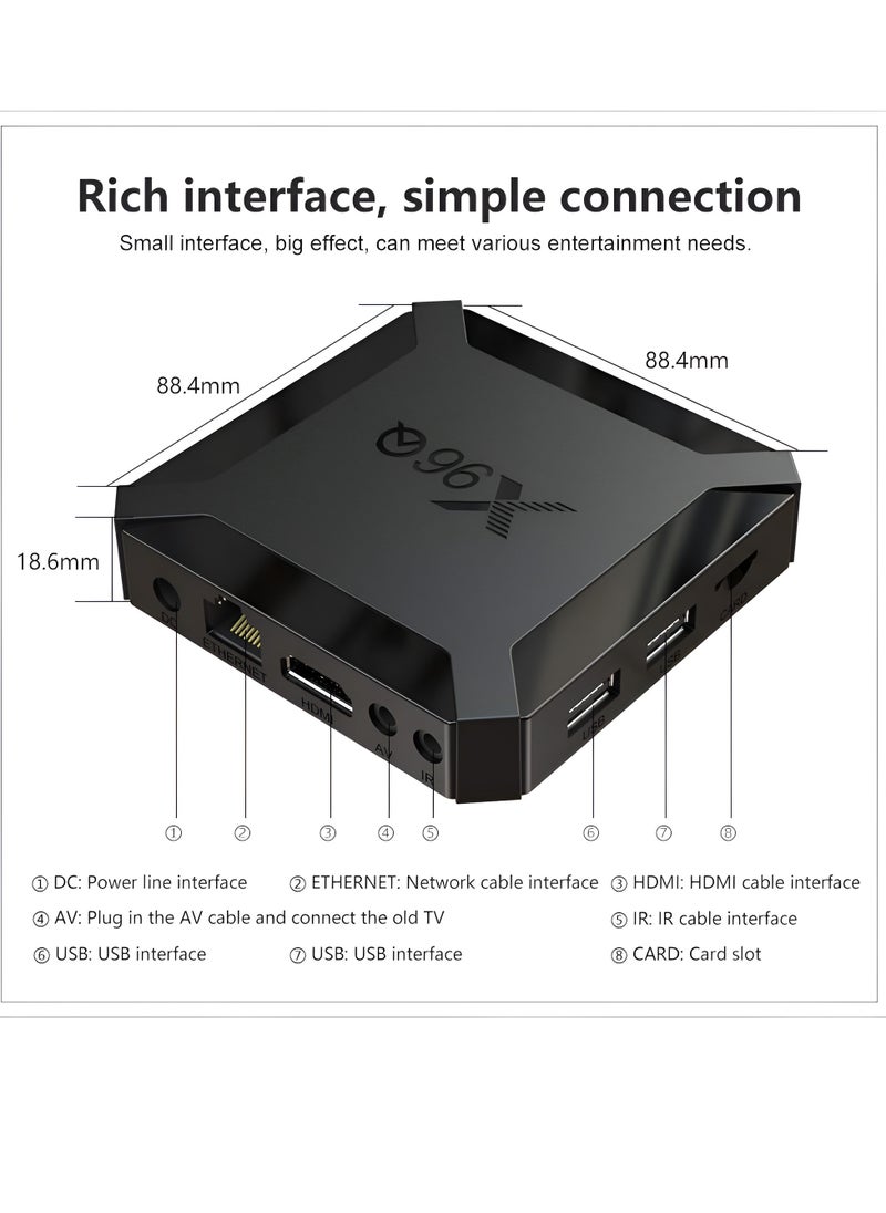 X96 - Android TV Box with Remote Control Ultra HD Streaming Media Player 2GB RAM 16GB ROM H313 Quad Core ARM Cortex A53 Support HDMI 4K Video Decoding 64bit with 2.4G WiFi HD TV Box - Image 1