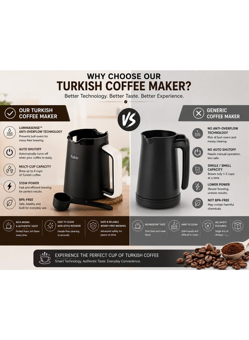 Fakir Turkish Coffee Maker 535W - Automatic Arabic Mocha Coffee & Milk Warmer with Pot, Multi-Cup Capacity, Auto Shutoff, Overheat Protection & Easy Cleaning for Home, Office & Gatherings - Image 4