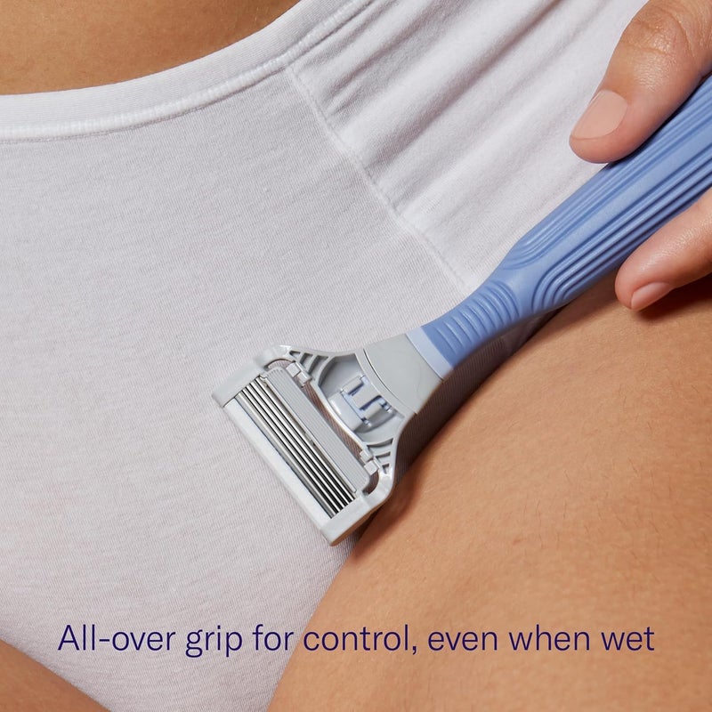 Flamingo Pubic Hair Razor for Women, Shaving Kit, 1 Pubic Razor Handle, 4 Five-Blade Refills, 1 Shower Holder, Starter Set, Full Kit - Image 4