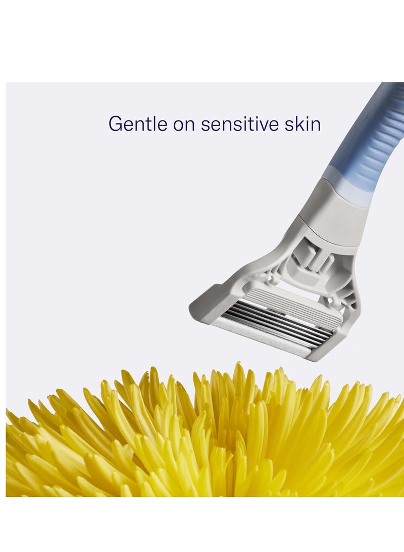 Flamingo Pubic Hair Razor for Women Starter Set, 1 Razor Handle, 4 Pubic Razor Five-Blade Refills, and 1 Shower Holder - Image 3