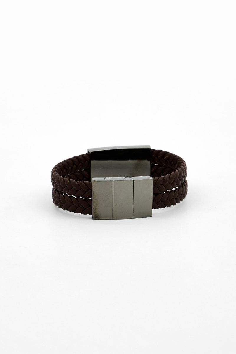POLICE Men Fashionable Leather Bracelet, Brown  - Image 3