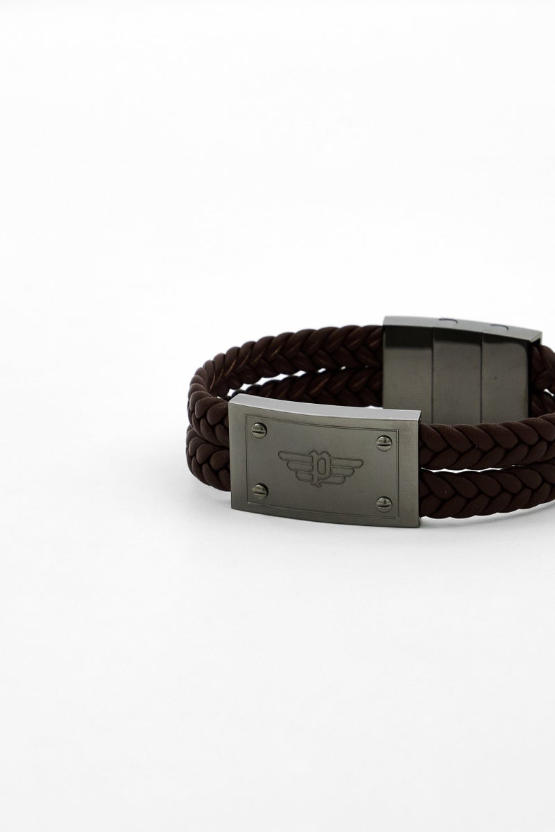 POLICE Men Fashionable Leather Bracelet, Brown  - Image 4