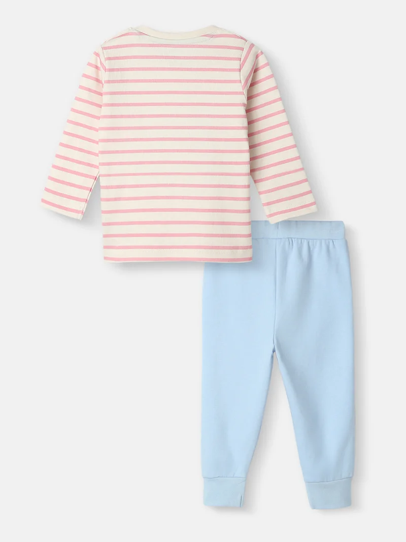 نوتيناتي طقم تي شيرت وبنطلون رياضي قطني مخطط ومطبوع برسومات للأطفال الرضع من نوتيناتى