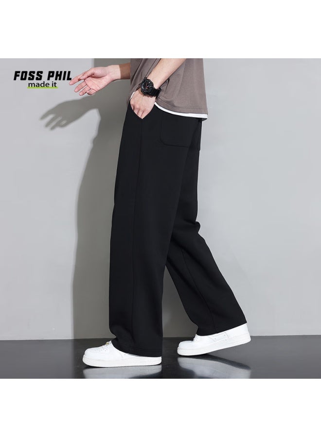 Foss Phil Men's Casual Pants, Spring And Summer, Draping Straight-leg Loose Wide-leg Trousers, Sports Sweatpants, Men's Clothing, 926 Black, 3XL - Image 5