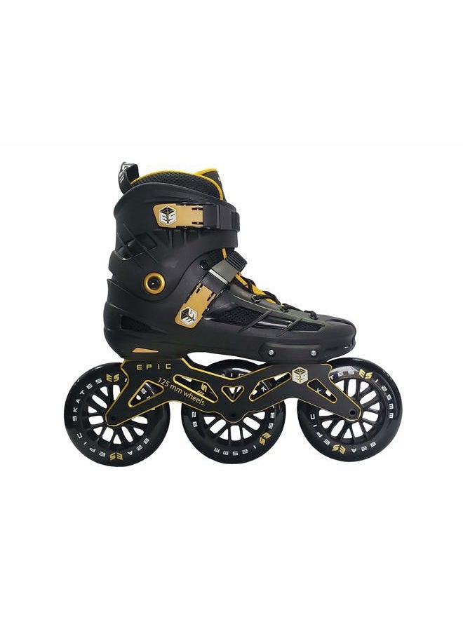Epic Skates 125mm Engage 3-Wheel Inline Speed Skates, Black/Gold, Adult 7 - Image 1