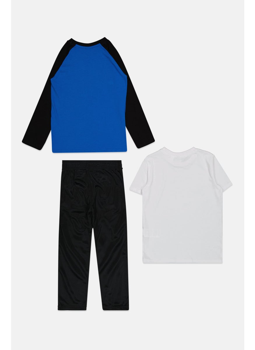 PUMA - Kids Boy 3 Pc Brand Logo Tee And Pants Set, Blue - Image 1