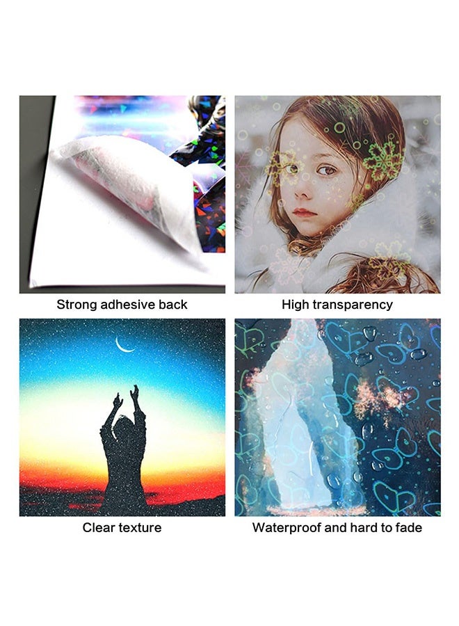 Peachjoy Holographic A4 Vinyl Laminate Film, Transparent Self-Adhesive Sticker Paper, Clear Overlay Lamination, Waterproof, Dries Quickly, 20 Sheets - Image 4