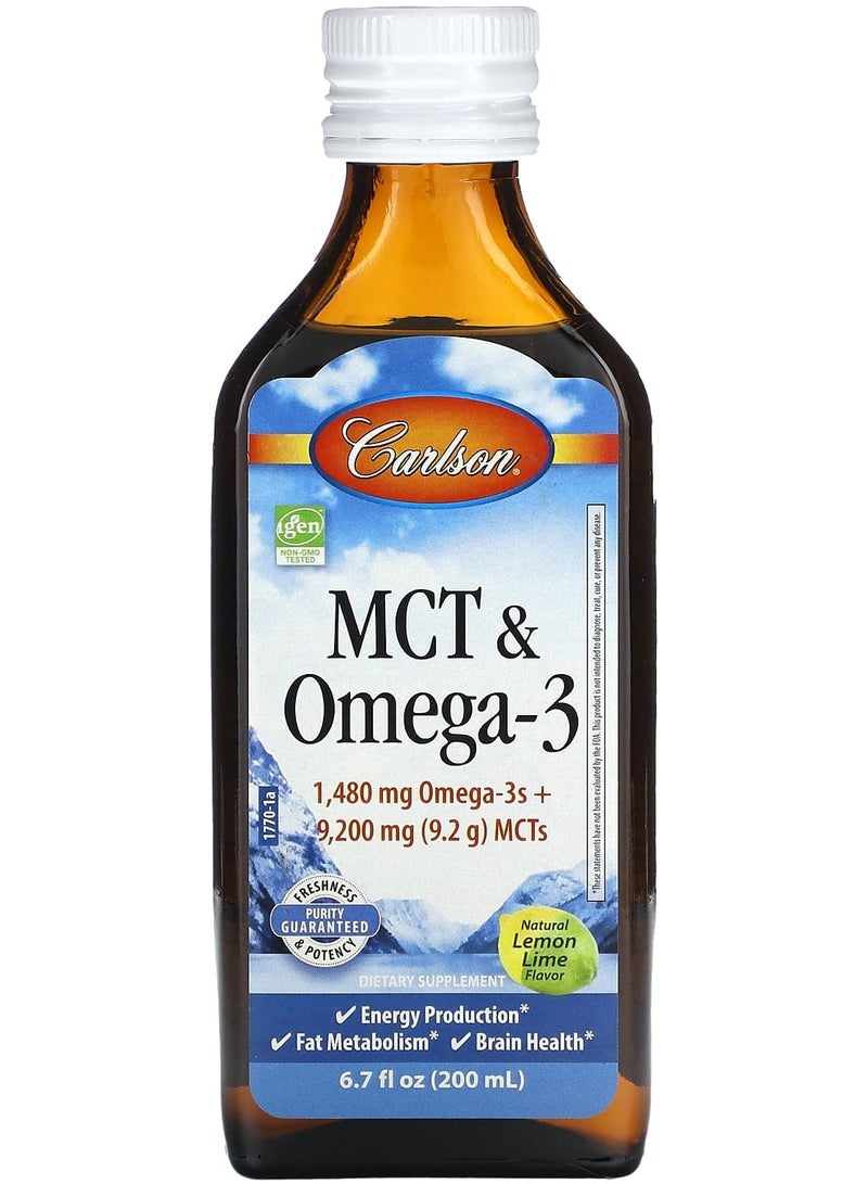 Carlson MCT & Omega-3, Natural Lemon Lime,  6.7 fl oz (200 ml) - Image 2