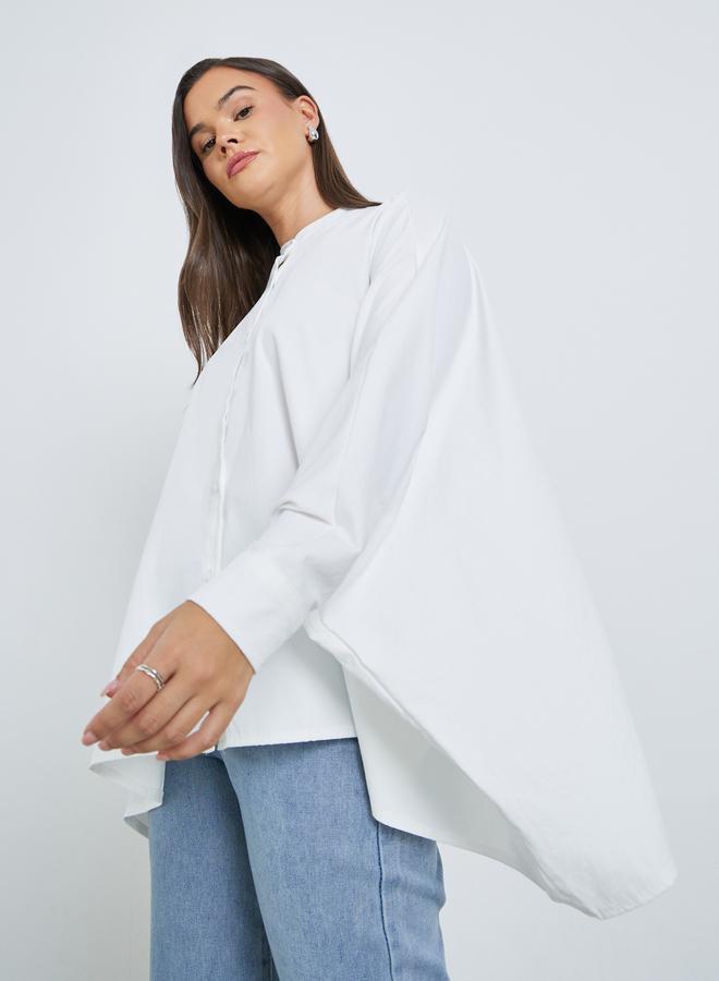 ستايلي بلوزة بأكمام وطواطية وياقة ماندارين - Image 1