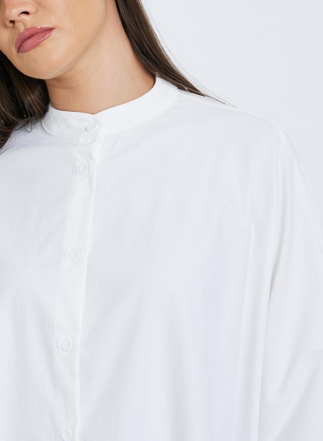 ستايلي بلوزة بأكمام وطواطية وياقة ماندارين - Image 4