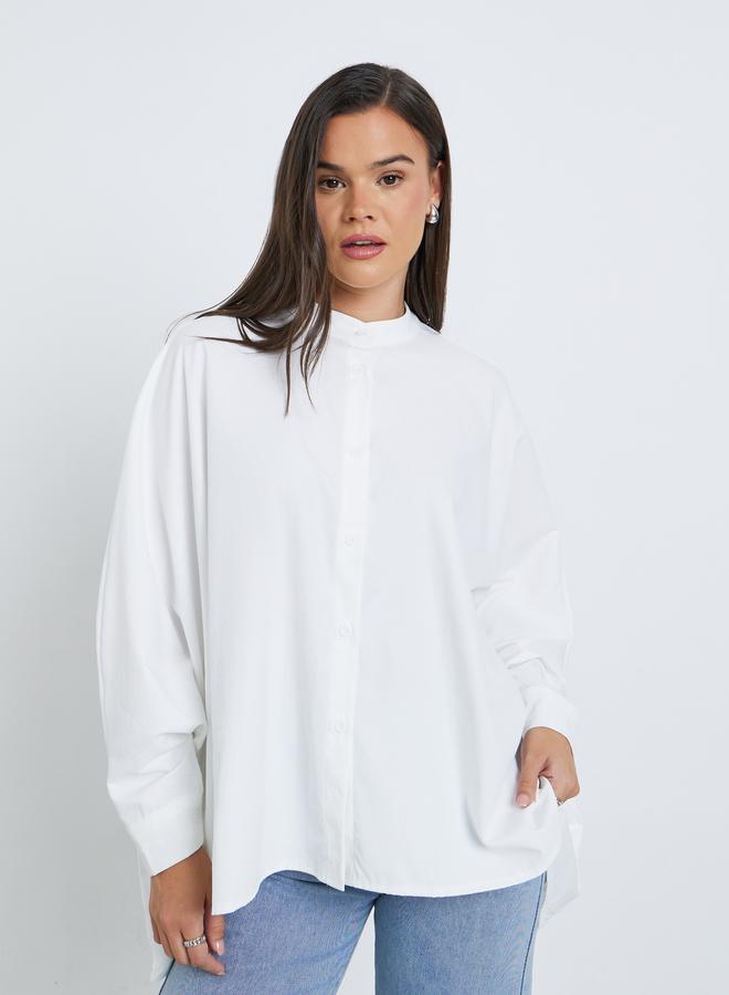 ستايلي بلوزة بأكمام وطواطية وياقة ماندارين - Image 3