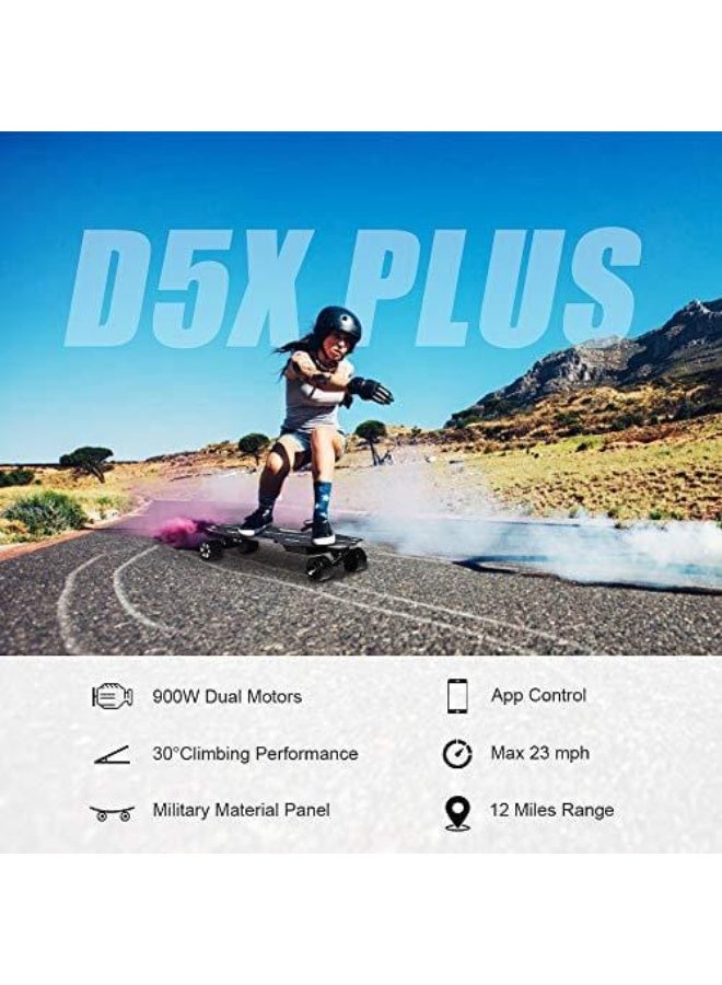 Spadger Electric Skateboard, D5X Plus 35’’ Portable Longboard Skateboard, 37 KMh 900W Dual Motor, 20 KM Range, Load up to 120KG, with Wireless Remote Control & APP Control Built-in LED Lights - Image 3