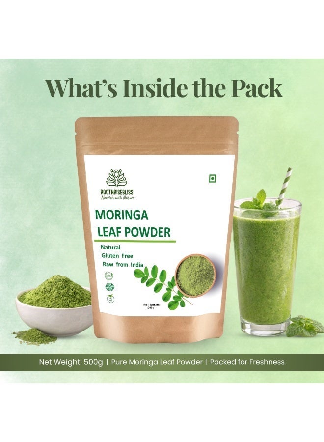ROOTNRISEBLISS Moringa Leaf Powder for Smoothies & Drinks – 200g Natural Herbal Supplement, Nutrient-Rich Superfood for Energy, Immunity, Detox & Digestion, Supports Skin, Hair & Weight, Vegan & Non-GMO - Image 2