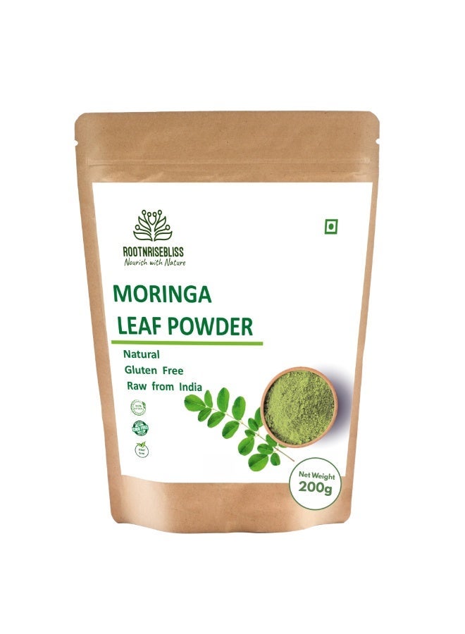 ROOTNRISEBLISS Moringa Leaf Powder for Smoothies & Drinks – 200g Natural Herbal Supplement, Nutrient-Rich Superfood for Energy, Immunity, Detox & Digestion, Supports Skin, Hair & Weight, Vegan & Non-GMO - Image 1