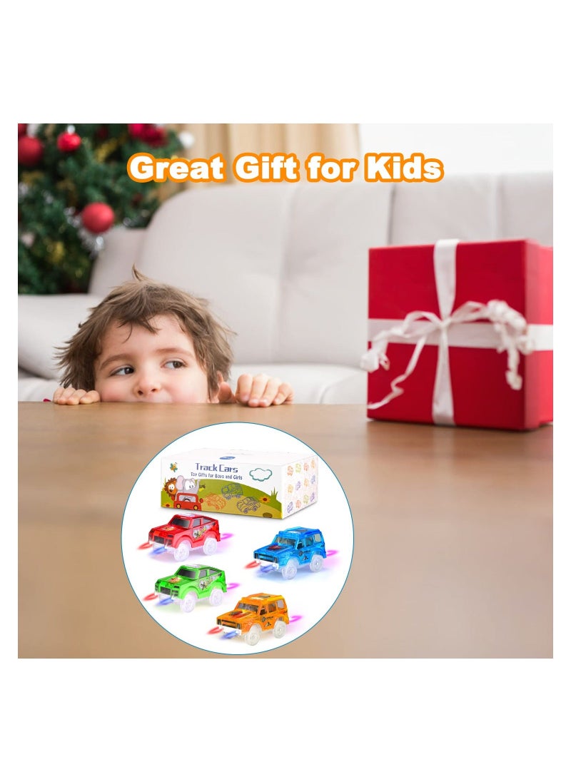 Generic - Track Cars Replacement Only,Light Up Toy Cars with 3 Flashing LED Lights Racing Car Track Accessories Compatible with Magic Tracks and Tracks with Most Track Cars for Boys and Girls (4 Pack) - Image 1