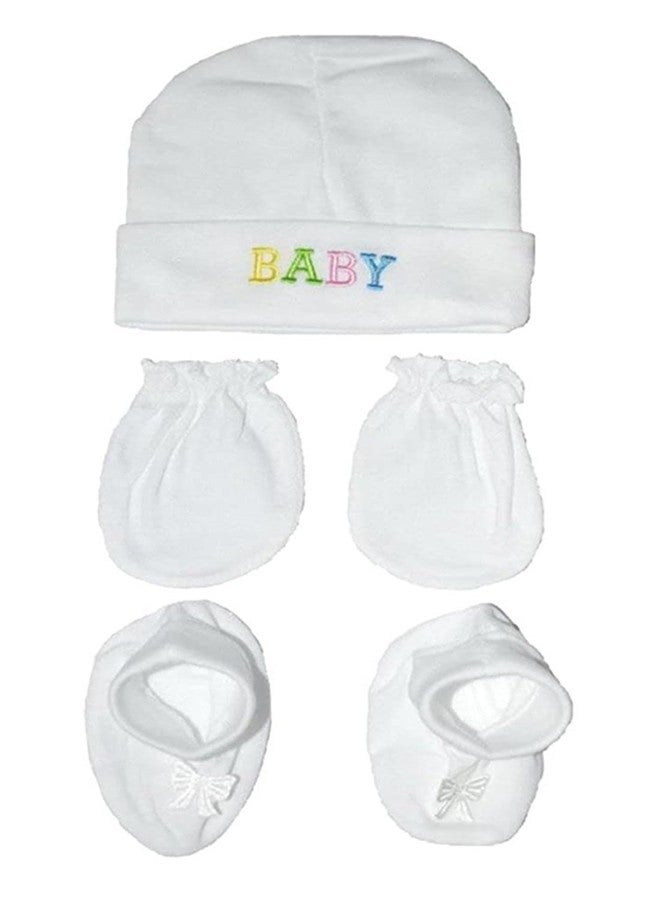 ANKIMA New Born Baby Cotton Caps Booties Mittens Combo Set (PACK 4, 0-3 Months) - Image 3