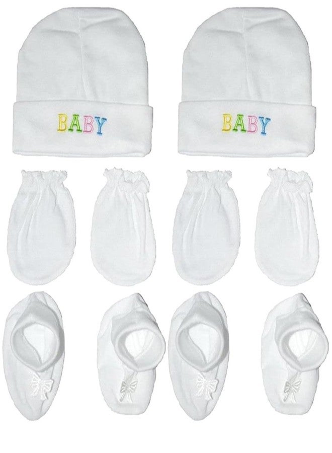 ANKIMA New Born Baby Cotton Caps Booties Mittens Combo Set (PACK 4, 0-3 Months) - Image 2