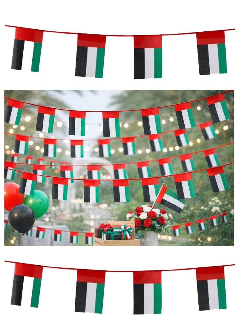 Souvenir Souq 2 set Decorative UAE Bunting flag set with 10 pieces 20x15cm on a 4-meter rope, featuring vibrant colors—perfect for parties, events, National Day celebrations, and indoor or outdoor décor. - Image 1