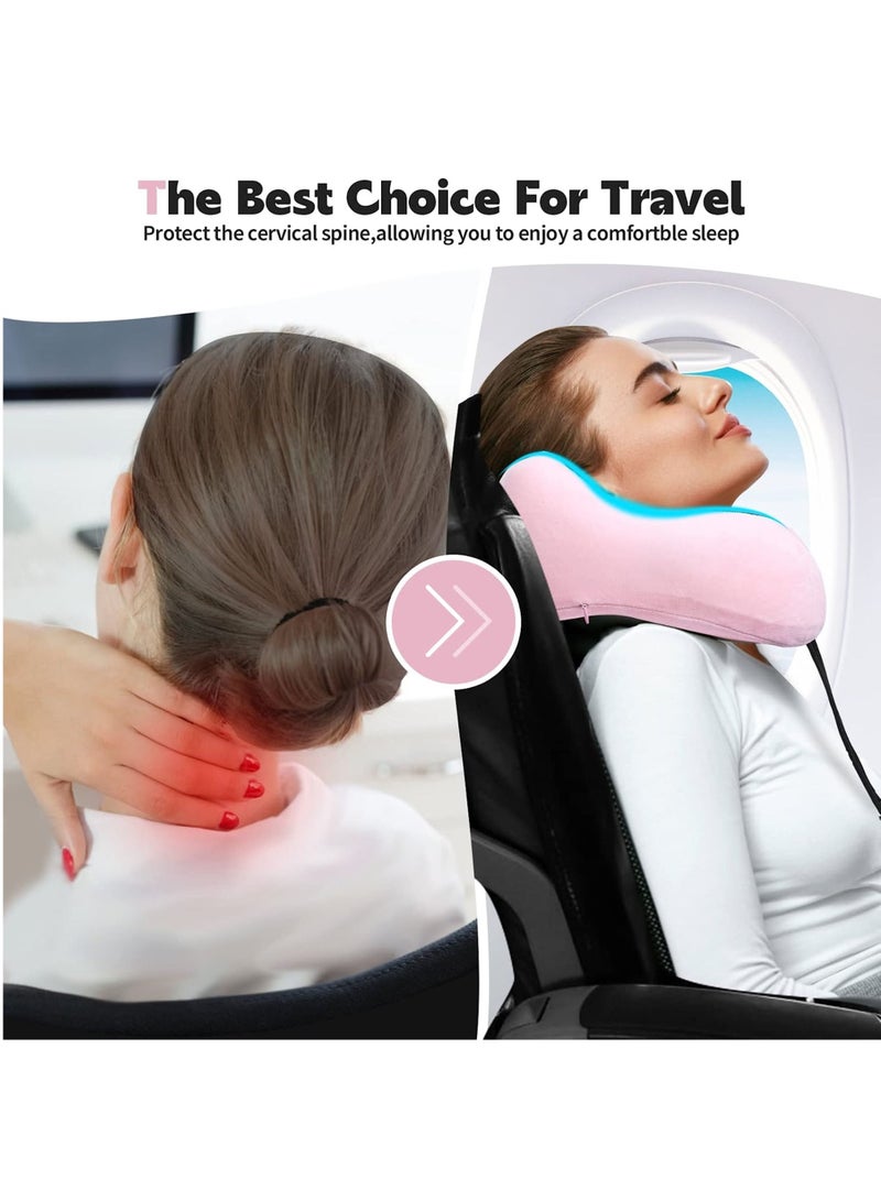 Swift Travel Pillow, Memory Foam, Airplane Neck Pillow with 3D Contoured Eye Masks, Earplugs and Storage Bag for Sleeping Rest, Pink - Image 3