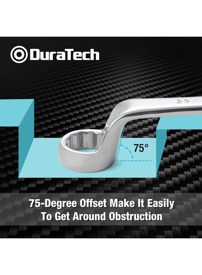 DURATECH Offset Box Wrench Set, Metric, 9-Piece, 6-23mm, 75-Degree, Chrome Vanadium Steel Construction with Rolling Pouch - Image 3