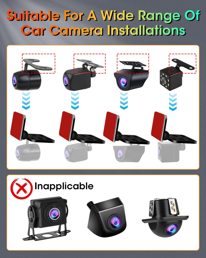 jelkuz Rear Camera Holder Dash Cam Car Rear Camera Rear Window Bracket Backup Camera Mount ã€Strong Adhesiveã€‘ 180Â° Adjustment Rearview Camera Bracket Rear Windshield for SUV, Truck, RV, Auto - Image 5