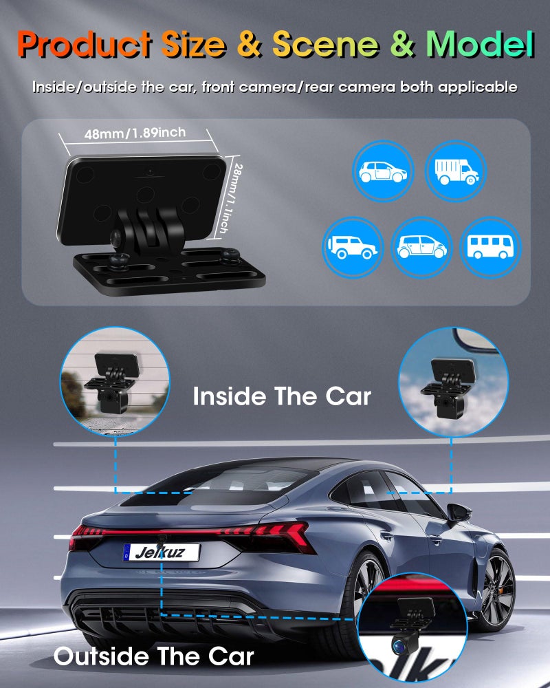 jelkuz Rear Camera Holder Dash Cam Car Rear Camera Rear Window Bracket Backup Camera Mount ã€Strong Adhesiveã€‘ 180Â° Adjustment Rearview Camera Bracket Rear Windshield for SUV, Truck, RV, Auto - Image 2