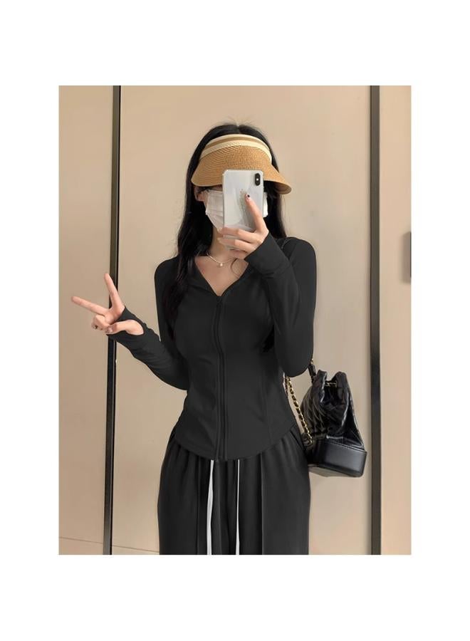 VUELO Ice Silk Slim-fit Sun Protection Clothing For Women Summer Pink Yoga Sportswear Waist-tight Top Coat New Coat - Image 3