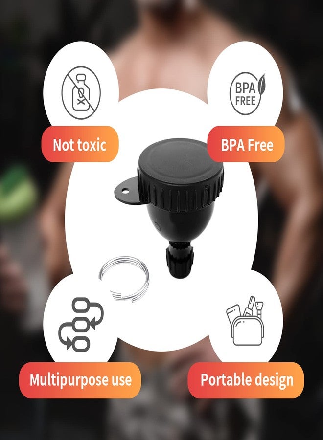 PEHADU 2 Pack Protein Powder Container to Go- 50ml Protein Powder Holder,Mini Funnel with Keychain and Keyring for Gym, Workouts, Fitness and Traveling (Black, 50ml) - Image 5