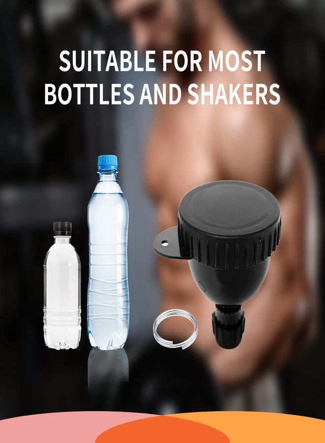PEHADU 2 Pack Protein Powder Container to Go- 50ml Protein Powder Holder,Mini Funnel with Keychain and Keyring for Gym, Workouts, Fitness and Traveling (Black, 50ml) - Image 3